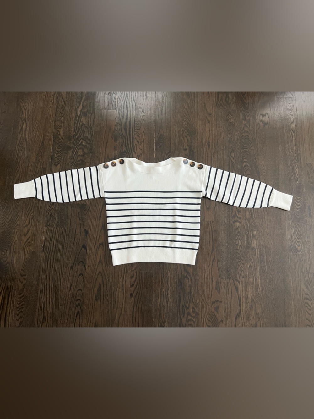 Sezane Alba Cotton Jumper Sweater in Natural Navy XS - Picture 3 of 12